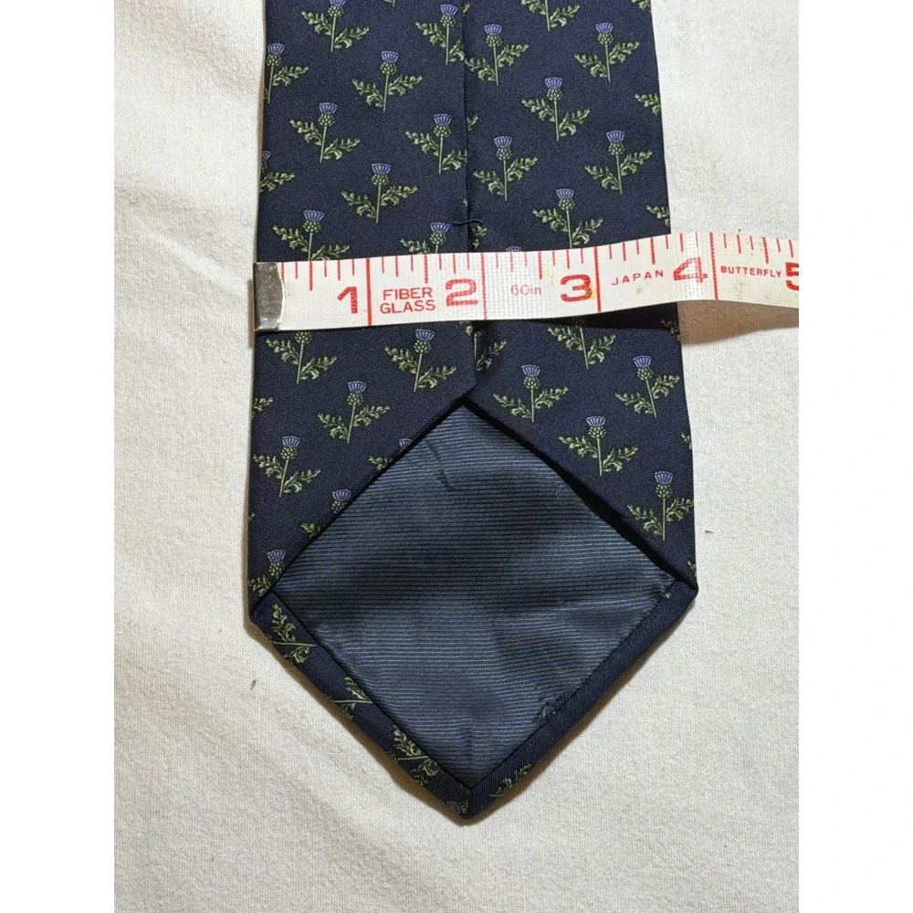 Beaufort The Rack Silk Tie Mens Navy Blue Purple Thistle Floral Made in Italy
